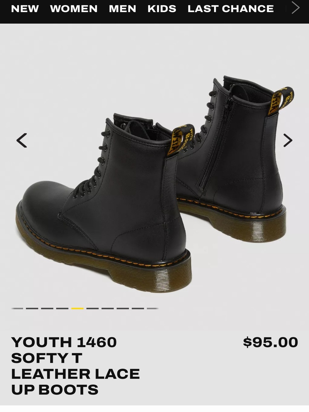 Dr. Martens Youth 1460 Softy T Leather Lace Up Boots size 6 NWOB - Picture 2 of 9